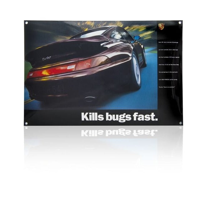 Porsche Classic Enamel Sign - 993 Turbo "Kills Bugs Fast"