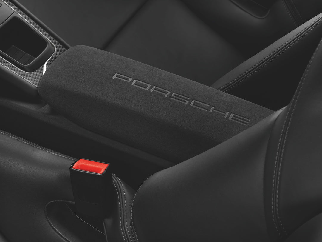 Porsche Center Console Armrest Cover in Alcantara w/ PORSCHE logo