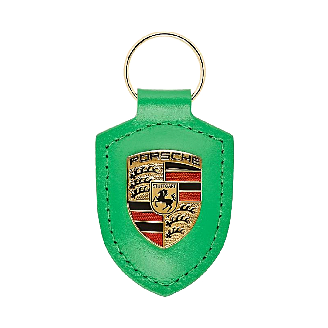 Porsche Crest Leather Keychain - Python Green