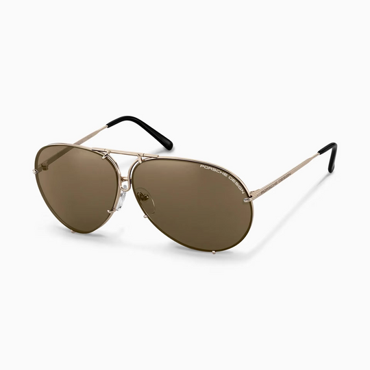 Porsche Design Unisex Aviator Sunglasses P'8478 W/Interchangeable Lenses, Light Gold