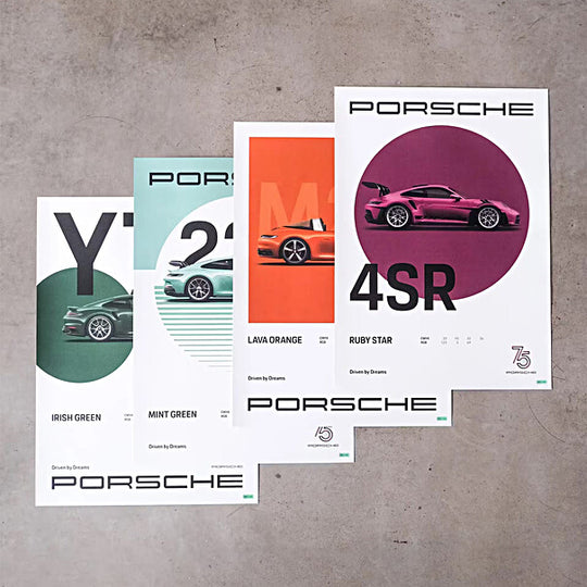 Porsche Set Of Four Poster , Limited Edition - 75Y Sports Car