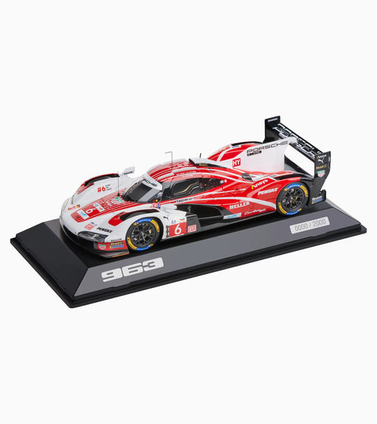 Porsche 963 1:43 Scale Model Car - White/Red