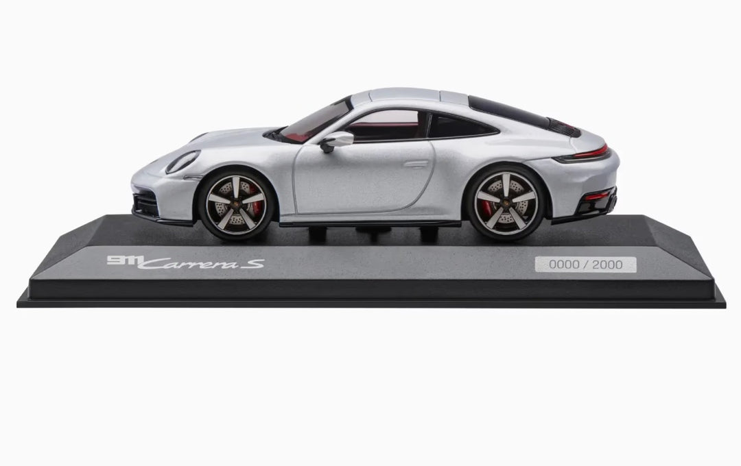 Porsche 911 Carrera S (992.2), 1:43 Scale Model Car - Ice Grey Metallic