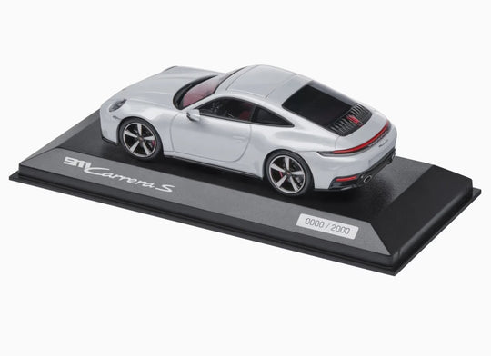 Porsche 911 Carrera S (992.2), 1:43 Scale Model Car - Ice Grey Metallic
