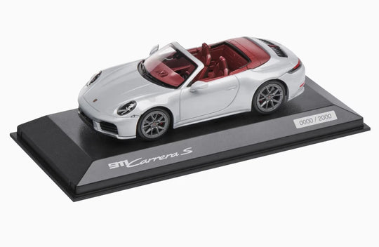 Porsche 911 Carrera Cabriolet (992.2), 1:43 Scale Model Car - Ice Grey Metallic