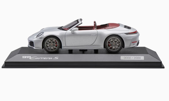 Porsche 911 Carrera Cabriolet (992.2), 1:43 Scale Model Car - Ice Grey Metallic