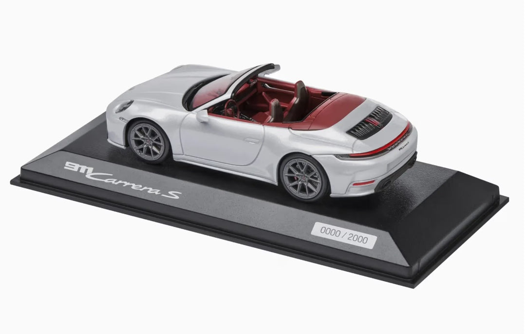 Porsche 911 Carrera Cabriolet (992.2), 1:43 Scale Model Car - Ice Grey Metallic