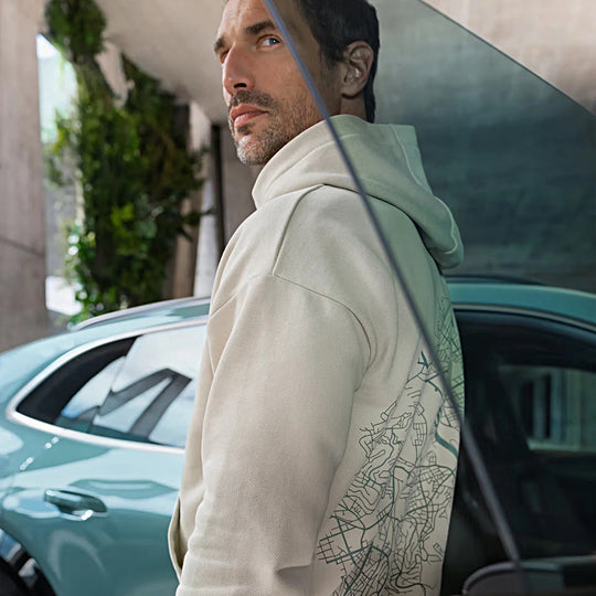 Porsche Unisex Hoodie (Beige) - Cayenne Electric Urban