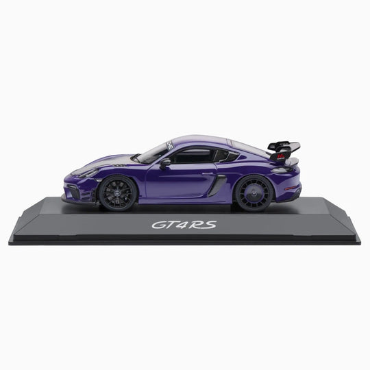 Porsche 718 Cayman GT4 RS (982) with Manthey Kit , 1:43 Scale Model Car - Ultraviolet