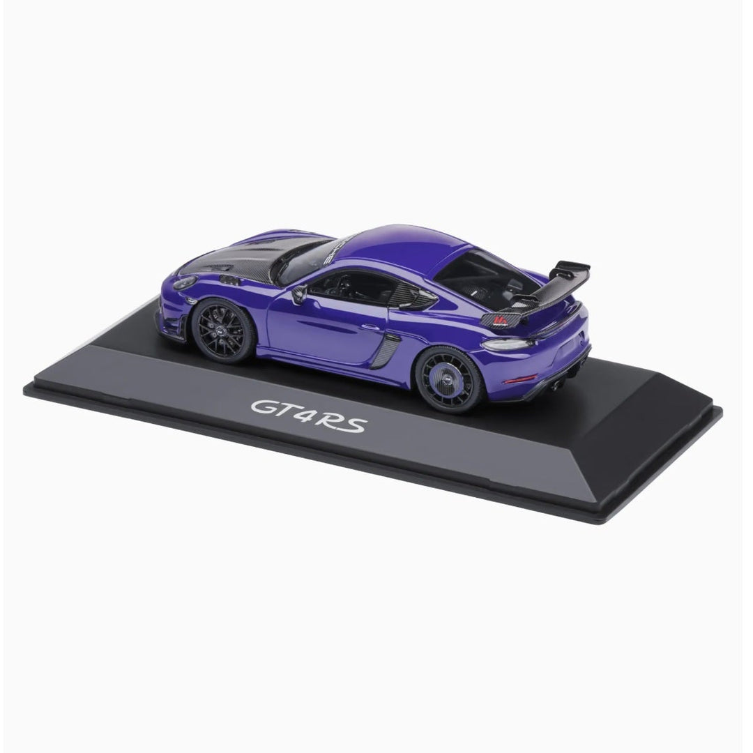 Porsche 718 Cayman GT4 RS (982) with Manthey Kit , 1:43 Scale Model Car - Ultraviolet