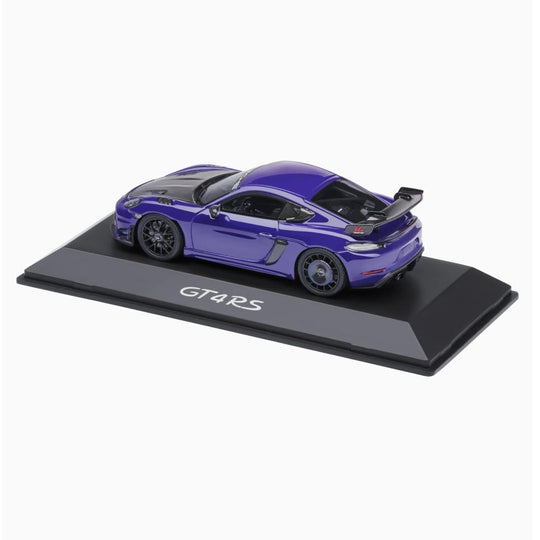 Porsche 718 Cayman GT4 RS (982) with Manthey Kit , 1:43 Scale Model Car - Ultraviolet