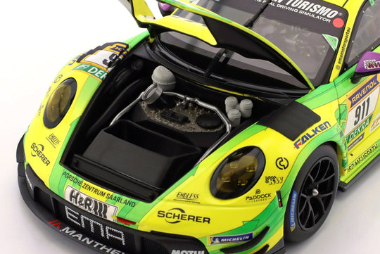 Manthey Grello Porsche 911 GT3 R - 2024 24h Race Nürburgring #911 1/18 Scale Model Car