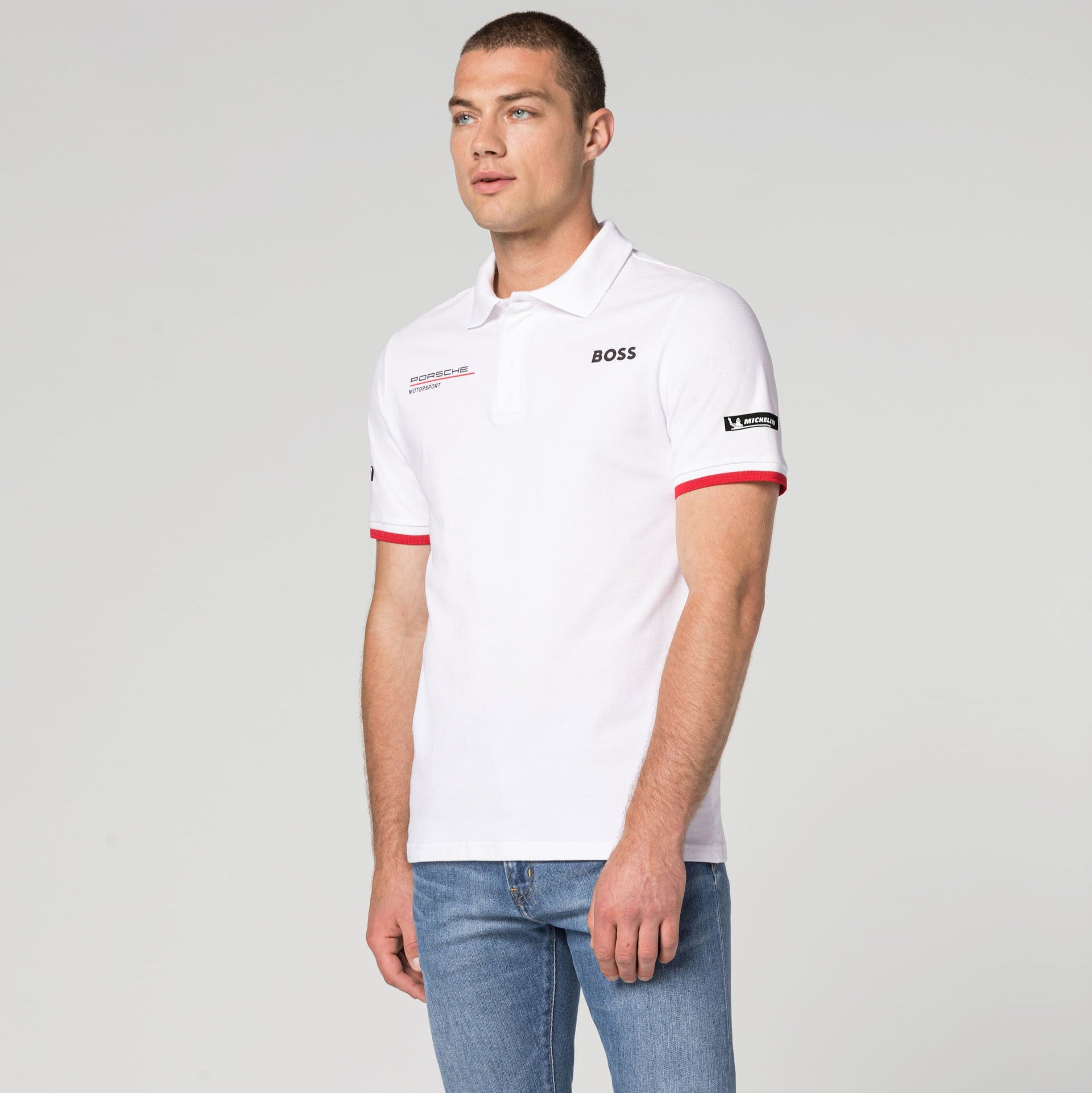 BOSS ポルシェ　白ポロシャXS Porsche Men's Boss Polo (White) - Motorsport – Porsche Exchange