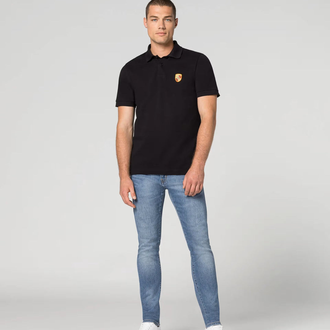 Porsche Crest Men's Polo Shirt - Black