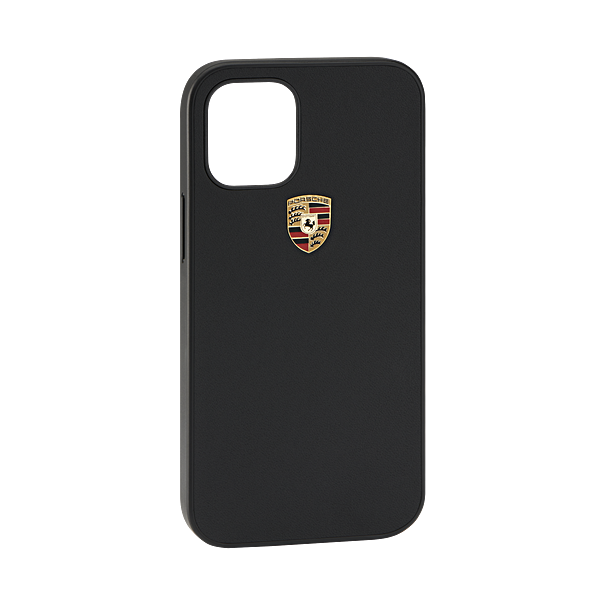 Porsche  iPhone 12 Leather Case- Black